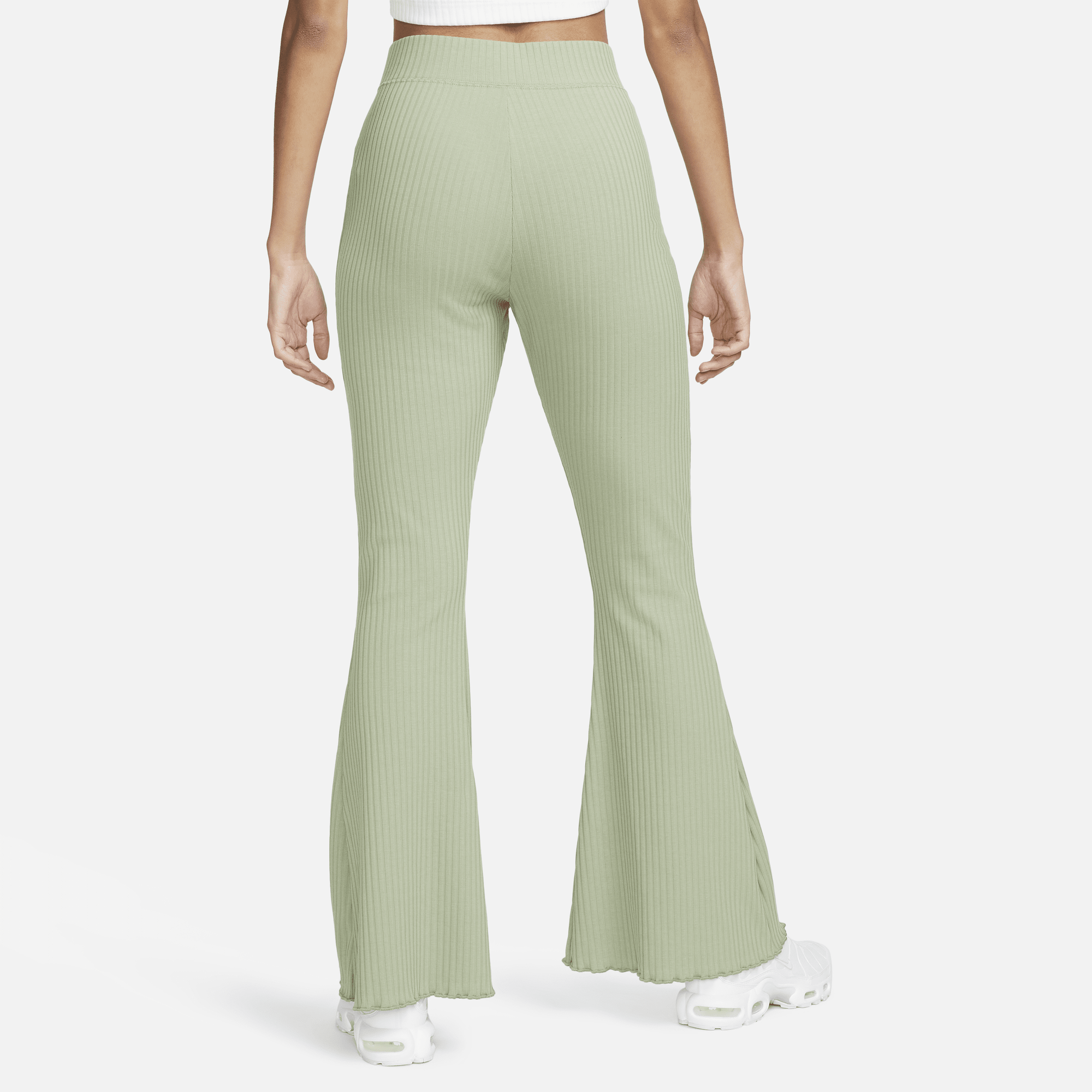 Shop Sportswear Women's High-Waisted Ribbed Jersey Flared Trousers